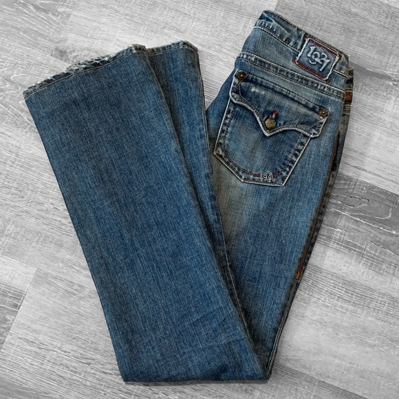 1921 Women's Slim Boot Jeans Flap Pockets Western Glove Works Size 27 - Picture 3 of 9